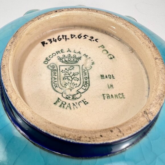 Vtg Emaux de Longwy Ceramic Pottery Blue Enameled Cloisonne Bowl France 30s - Picture 11 of 16